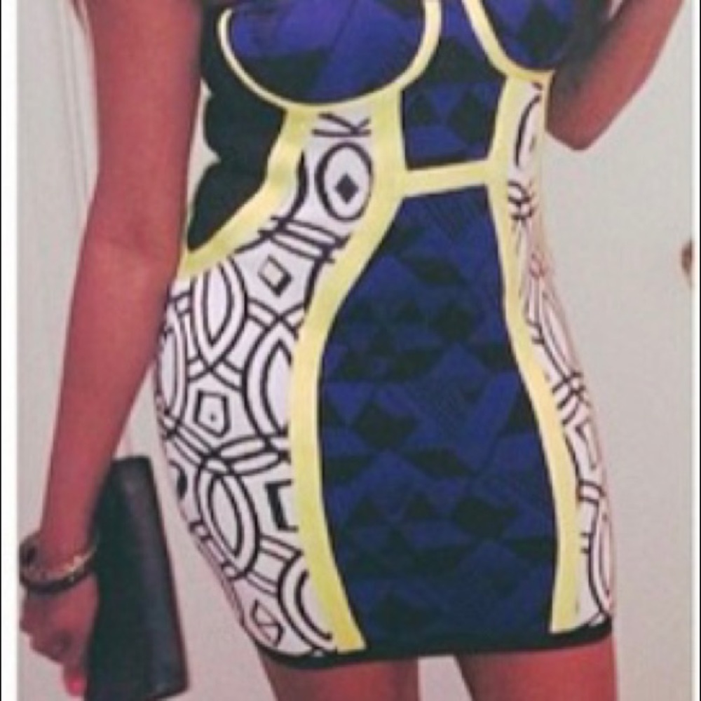 Multi Print Bandage dress from Celeb Boutique